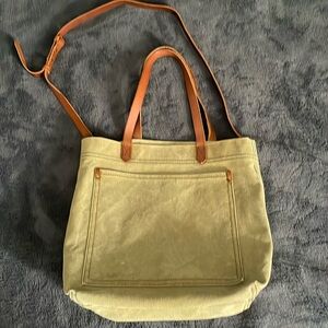 Like new Madewell green khaki canvas tote